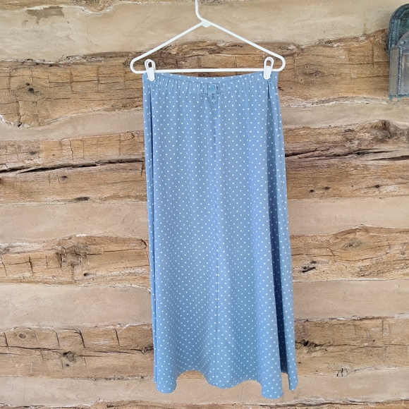 Koret Light Blue & White Polkadot A Line Polyester Maxi Skirt Size 10 - Picture 4 of 6